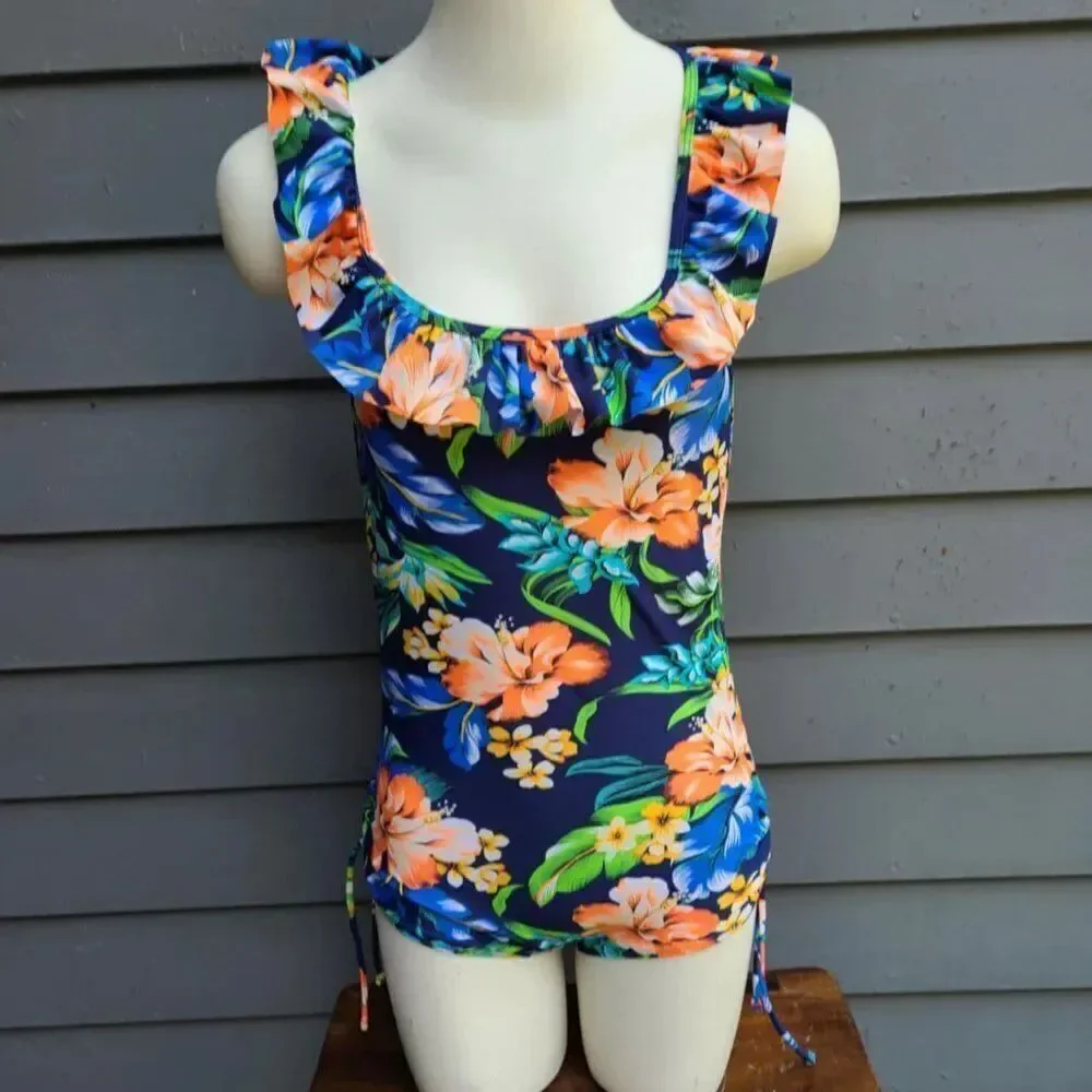 Kalawalk Girls Floral Pattern Swim One Piece size 14